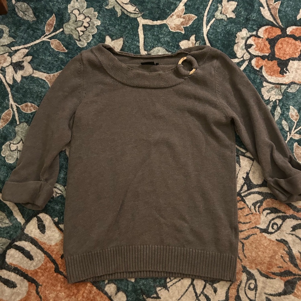 Elegant Brown Sweater with Ring Detail